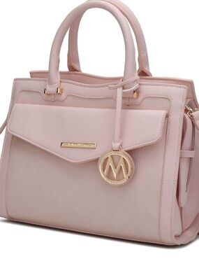Mia K. Collection Blush Pink Structured Satchel with Gold Accent